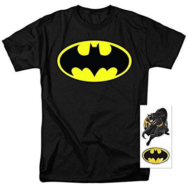 Batman Classic Logo T Shirt and Exclusive Stickers