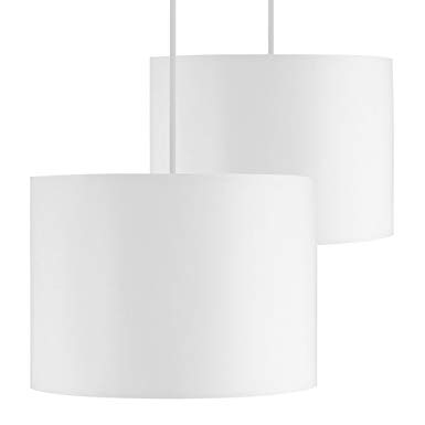 Pair of - Large Modern Rolla Polycotton White Cylinder Ceiling Pendant/Table Or Floor Lamp Drum Light Shades