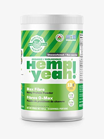 Manitoba Harvest Hemp Yeah! Organic Max Fibre Protein Powder, Unsweetened, 454g; with 13g of Fibre, 13g Protein and 2.5g Omegas 3&6 per Serving, Preservative Free, Non-GMO