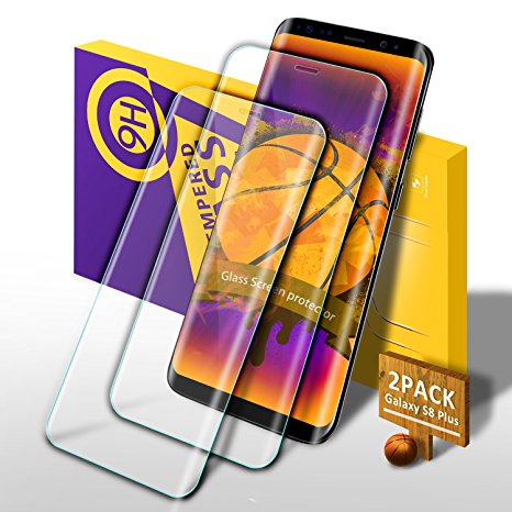 Galaxy S8 Plus Glass Screen Protector Youer, Full Coverage Premium Tempered Glass Scratch Resistan HD Clear 3D Anti-Bubble Screen Film for Galaxy S8 Plus - 2Pack Transparent