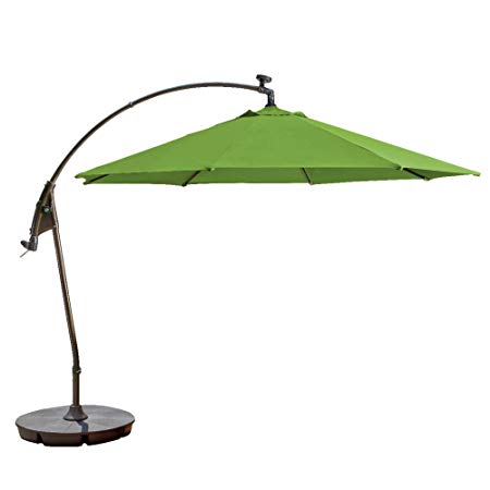 11-Foot Round Solar Cantilever Umbrella in Sunbrella Ginkgo