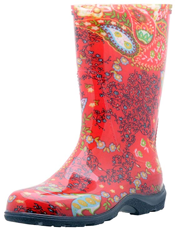 Sloggers Women's Waterproof Rain and Garden Boot with Comfort Insole, Paisley Red, Size 8, Style 5004RD08