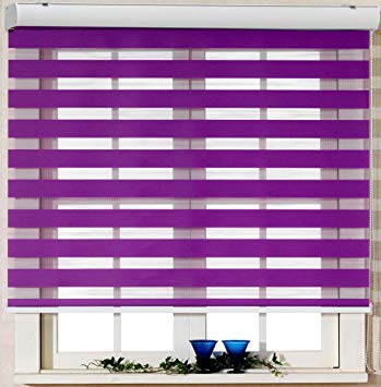 Foiresoft Custom Cut to Size, [Winsharp Basic, Purple, W 43 x H 64 inch] Zebra Roller Blinds, Dual Layer Shades, Sheer or Privacy Light Control, Day and Night Window Drapes, 20 to 103 inch Wide