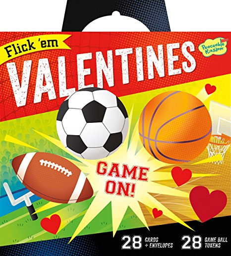 Peaceable Kingdom Flick 'em Sports Games 28 Card Super Valentine Pack