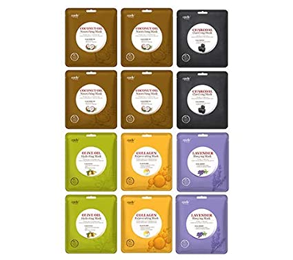 Epielle Premium Korean Face Mask Sheets Pack, (Pack of 12), A&B (Premium Assorted Mask-A-12pk)