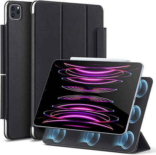 ESR for iPad Pro 12.9 Case, (2022/2021/2020, 6th/5th/4th Generation), Convenient Magnetic Attachment, Two-Way Stand, Full Pencil 2 Support, Rebound Magnetic Case, Durable Black