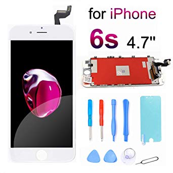 pushang for iPhone 6S Screen Replacement with Digitizer Assembly Free Tools Screen Protector 4.7" LCD Touch Display (White)
