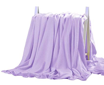 DANGTOP Air Conditioning Cool Blanket with Bamboo Microfiber- All Seasons Thin Quilt for Adults and Teens. (79"x91", Purple)