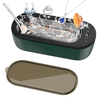 Nettoyeur Ultrasons Lunettes, 300ml Nettoyeur Ultrason Bijoux avec 4 Modes de Réglage 40KHz, Professionnel Ultrasonic Cleaner pour Bijoux, Lunettes, Montres, Bagues, Colliers, Rasoirs, Vert