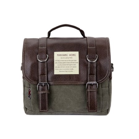 HongyuTing Vintage Canvas Messenger bag /Backpack/Briefcase/Shoulder Bag 4 in 1.Olive Green,One Size