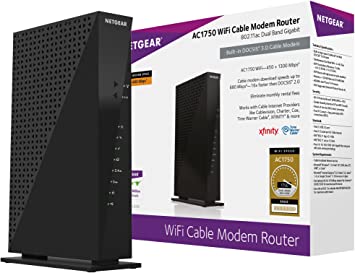 Netgear C6300-100NAS AC1750 (16x4) DOCSIS 3.0 WiFi Cable Modem Router Combo (C6300) Certified for Xfinity from Comcast, Spectrum, Cox, Cablevision & more,Black