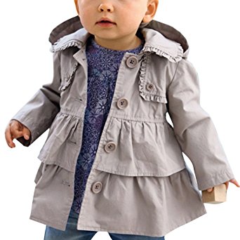 iiniim Kids Baby Girls Spring Trench Wind Dust Coat Hooded Jacket Outerwear