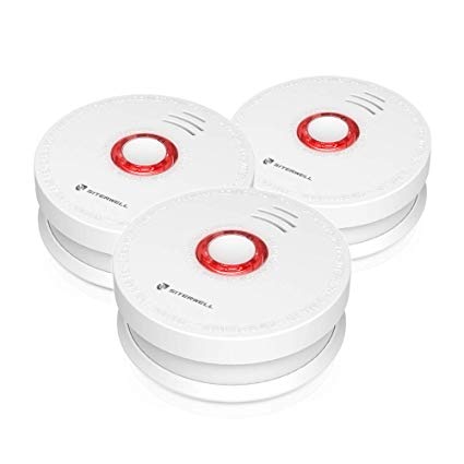 Siterlink 3 Packs Photoelectric Smoke Detector & Alarm, Battery-Operated(Not Hardwired) Smoke and Fire Alarm/Detector with Test Button, Photoelectric Fire Dector/Alarm UL Listed(9V Battery Included)