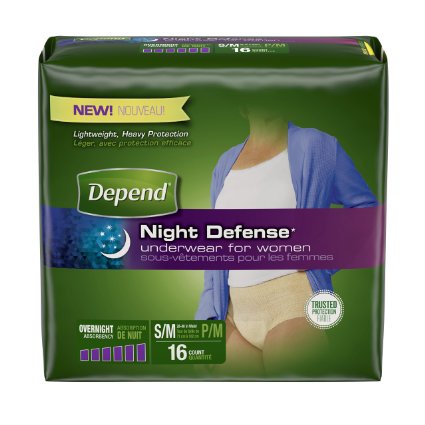 Depend Night Defense Incontinence Overnight Underwear for Women, Small/Medium, 16 count