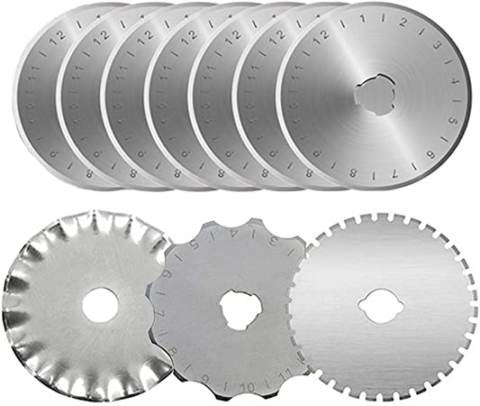 KISSWILL Rotary Cutter Blades 45mm - 10 Pack 45mm Rotary Blades Fits for Fiskars Olfa Martelli Truecut 45mm Rotary Cutter Replacement, Sharp and Durable 45mm Blades