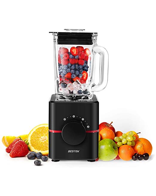 BESTEK Smoothie Blender, 550W All-in-one Countertop Blender Food Processor with 1.5L Glass Jar for Smoothie Making(big)