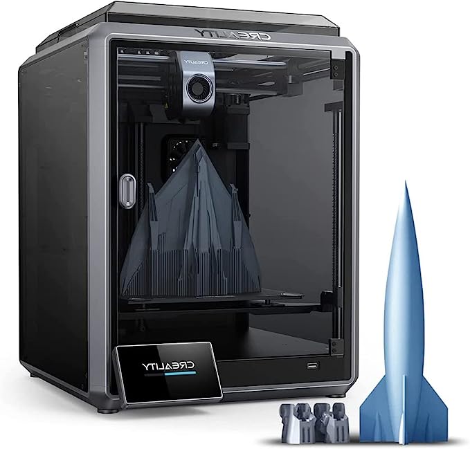 Creality K1 3D Printer Official, 600mm/s High-Speed 3D Printer with G-Sensor, Upgraded 0.1mm Smooth Detail, Printing Size 8.66x8.66x9.84″， Hands-Free Auto Leveling, Dual Fans, Straight Out of The Box