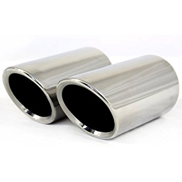Dsycar Stainless Steel Car Exhaust Muffler Tip Pipes Covers for VW Volkswagen JETTA 2009-2016 / SAGITAR 2011-2015 / POLO 2012-2014 / GOLF 7 2013-2015 (Silver)