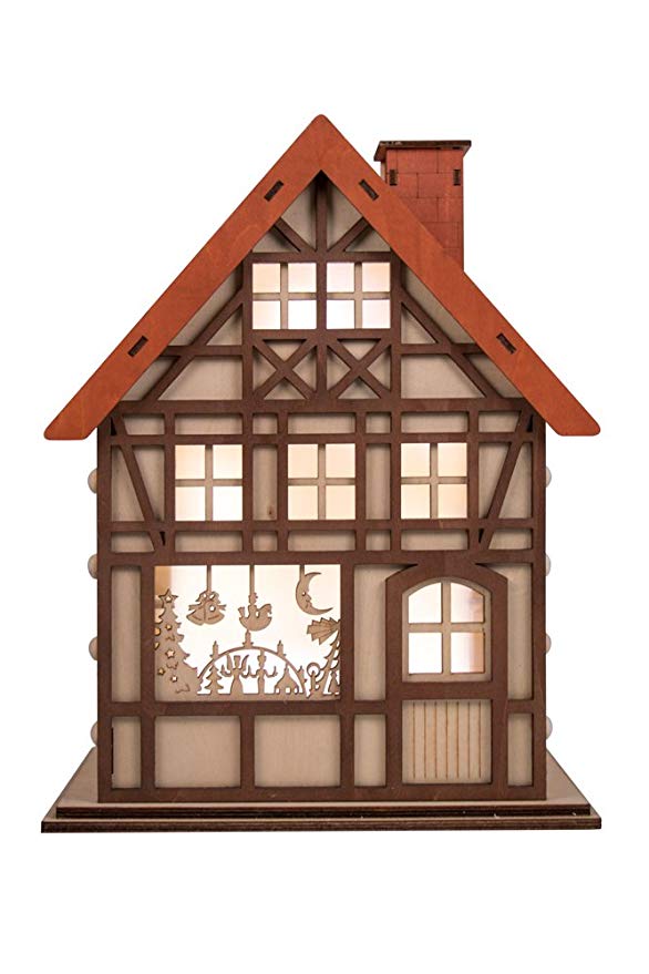 Clever Creations 24 Day Advent Calendar Christmas House Shaped Countdown | Natural Wood Numbers | 100% Wood Construction | Holiday Decoration | Measures 9.75" x 7" x 12.5" | Battery Powered