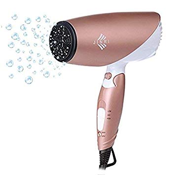 1875 Watt Folding Hair Dryer Dual Voltage Blow Dryer Dc Motor Lightweight Negative Ionic Travel Dryer with 2 Heat/Speed Setting Rose Gold