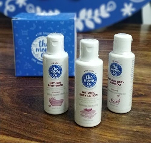 The Moms Co. Baby Travel Kit with All Natural Tear-Free Shampoo, Tear-Free Wash & Baby Lotion (30 ml Each)