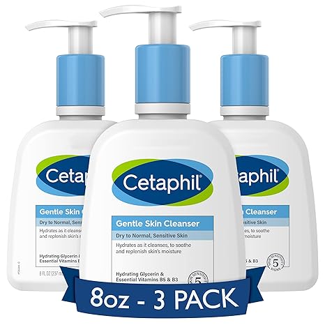 Cetaphil Face Wash, Hydrating Gentle Skin Cleanser for Dry to Normal Sensitive Skin, NEW 8 oz 3 Pack, Fragrance Free, Soap Free and Non-Foaming