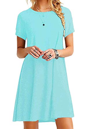 Viishow Women's Summer Basic Short Sleeve Casual Loose T-Shirt Dresses