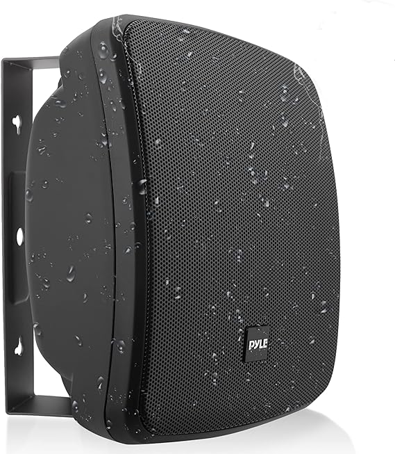 Pyle Outdoor Waterproof Patio Speaker - 3.5" 2-Way Weatherproof Wall/Ceiling Mounted Dual Speaker w/Heavy Duty Grill, w/Transformer Adjuster, Universal Mount, in/Outdoor Use PDWR445TB (Black)