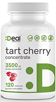 Deal Supplement Organic Tart Cherry Concentrate, 3500mg Herbal Equivalent, 120 Capsules, Non-GMO, Made in USA