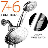 DreamSpa Ultra Luxury 38 setting 3 Way Dual-Rainfall-Shower-Head-Combo 7 Rain Showerhead  4 6 Setting Handheld-Shower with ONOFF Pause Switch and 7 foot Stretchable Stainless Steel Shower-Hose