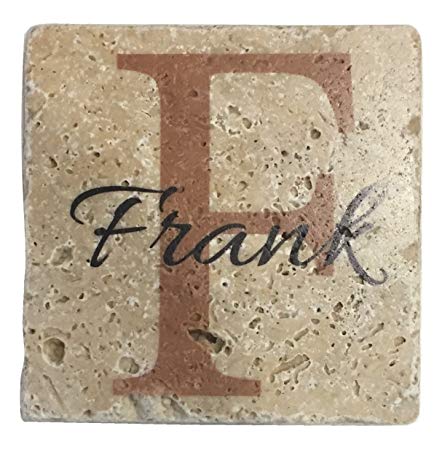 Modern Lorenz Family Name and Initial Design - Personalized Tumbled Travertine Coasters - Set of 4