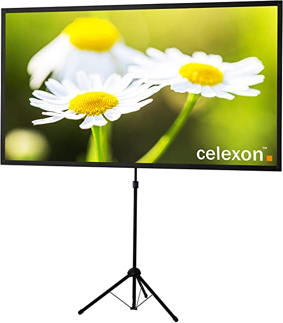 celexon portable, light and mobile projector tripod screen with height-adjustable telescopic pole Ultra-lightweight - 177 x 100 cm - 80" - 16:9