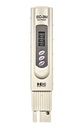 HM DIGITAL EC Meter EC-3M Electrical Conductivity Tester, Handheld Portable EC Temperature Water Test 0-9990 µS, 1µS Resolution, +/- 2% Readout Accuracy,With Leather case