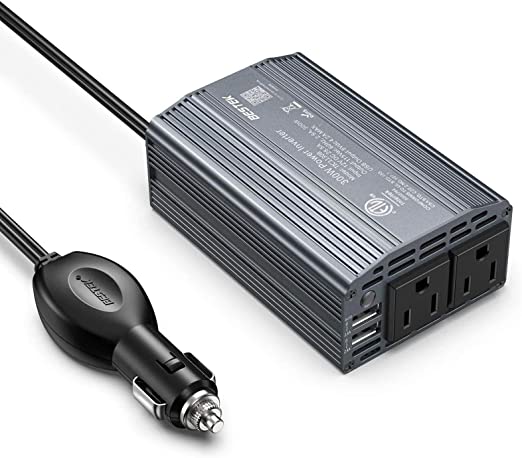 BESTEK 300W Power Inverter DC 12V to 110V AC Car Inverter with 4.2A Dual USB Car Adapter (Grey)