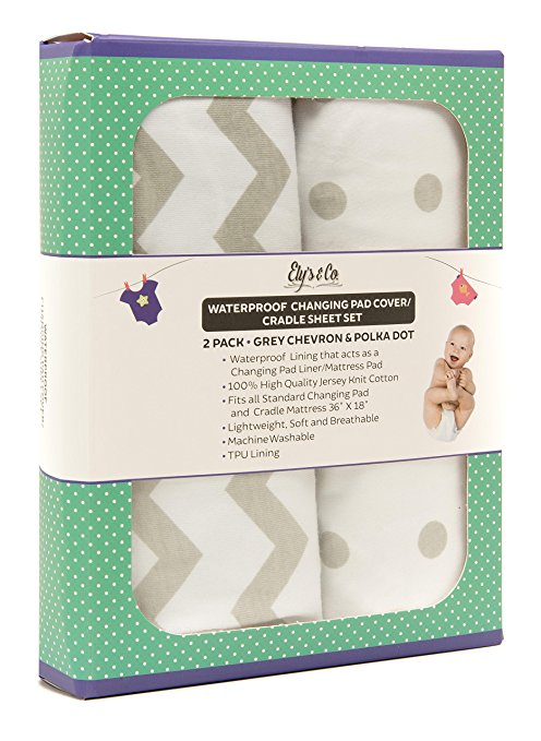 Waterproof Changing Pad Cover Set | Cradle Sheet Set by Ely's & Co no need for Changing Pad Liner