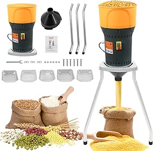 Eachbid Electric 25L Dry Grain Mill Grinder with 5 Sieves, Detachable Bucket, 1300W Dust-free Flour Mills, Corn Wheat Mill Grinder for Home and Farm Feed Grinding, Molino De Maiz