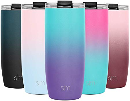 Simple Modern 20oz Voyager Travel Mug Tumbler w/Clear Flip Lid & Straw - Coffee Cup Vacuum Insulated Flask 18/8 Stainless Steel Hydro Water Bottle Ombre: Tropical Seas