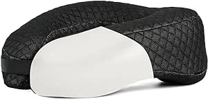 Face Down Pillow Travel Neck Pillow Breathe Easy with Premium Memory Foam Adjustable Clasp, with Head Support, Napping Pillow for Airplane, Car, Train, Bus and Home Use Black