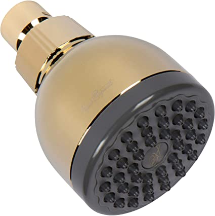 Low Water Pressure Shower Heads - Best High Pressure Boosting Wall Mount Showerhead - Indoor And Outdoor Modern Bath Spa Head, 1.8 GPM - Polished Brass & California Certified