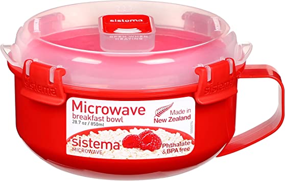 Sistema Microwave Cookware Breakfast Bowl, 28 Ounce/ 3.5 Cup, Red