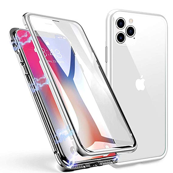 CXDcity iPhone 11 Pro Case, Magnetic Adsorption Clear Tempered Glass Slim Metal Frame Screen Protector Full Body Case for Apple iPhone 11 Pro 2019