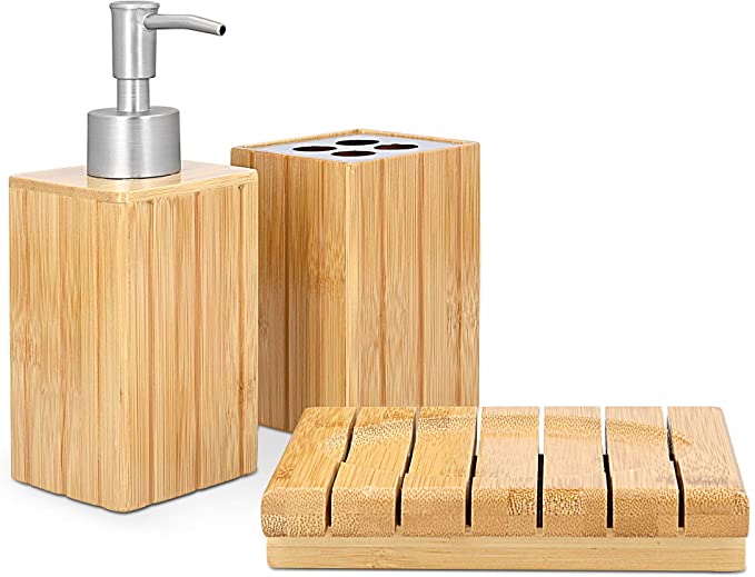 Navaris Bamboo Bathroom Set