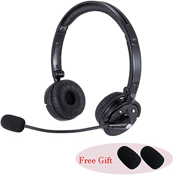 Premium Wireless Bluetooth Headset, Noise Cancellation Headphone with Microphone Hands Free On Ear Phone Headsets Clear Sound, Long Battery Life, No Wires