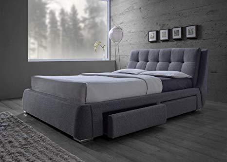 Coaster Home Furnishings 300523KE Upholstered Bed, King, Grey/Chrome