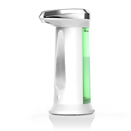 Arendo - automatic soap dispenser | Liquid soap dispenser with integrated infrared - sensor | 340ml capacity | white / chrome