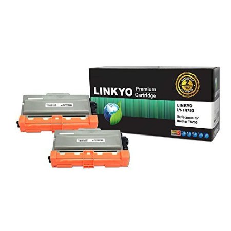 LINKYO Compatible Replacement for Brother TN750 TN720 High Yield Toner Cartridge Black 2-Pack