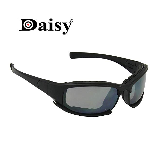 EnzoDate New Polarized Daisy X7 Army Sunglasses, Military Goggles 4 Lens Kit, Men War Game Tactical Outdoor Sunglasses