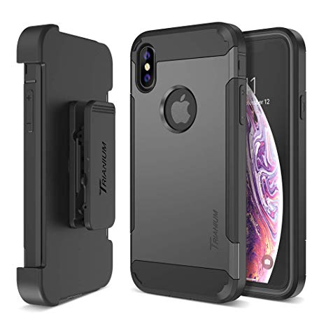 Trianium Holster Case [Duranium Series] Designed for iPhone Xs Max w/Rotating Belt Clip   Kickstand [Heavy Duty Protection] Scratch Resistant/Shock Absorption for iPhone Xs Max 2018- Gunmetal