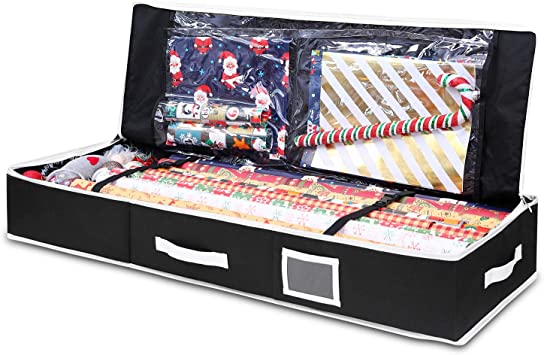 Ohuhu Wrapping Paper Storage Containers, Gift Wrap Organizer, Wrapping Paper Holder, 600D Oxford Cloth Tear-Resistant and Waterproof, 40.5'' Fits 18-24 Standers Rolls (Black)