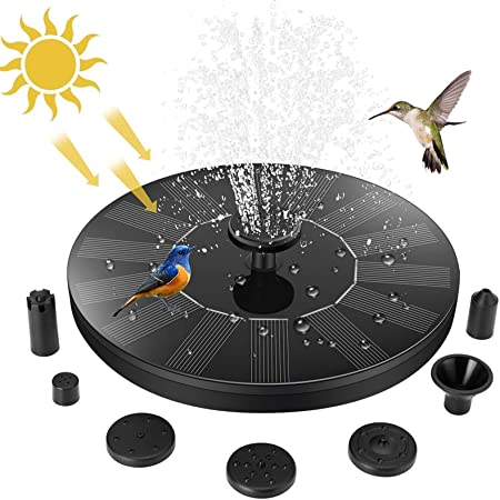 Jsdoin Solar Fountain Pump, Upgrade 1.4W Bird Bath, 4 Fixed Standing Holder, Solar Fountain with 6 Nozzle, Free Standing Outdoor Submersible Fountain Panel Kit for Pond, Pool, Patio, Garden